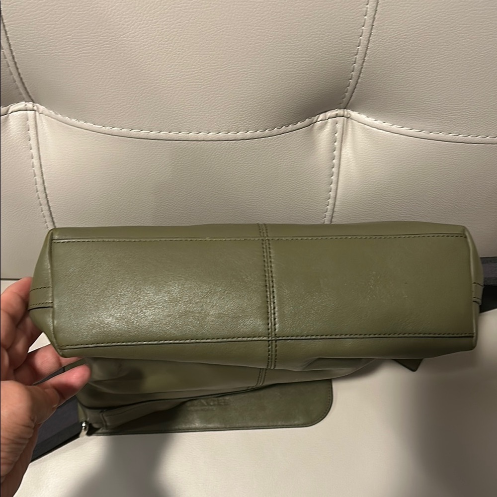 Coach Olive Green Leather Messenger Bag - Picture 11 of 13